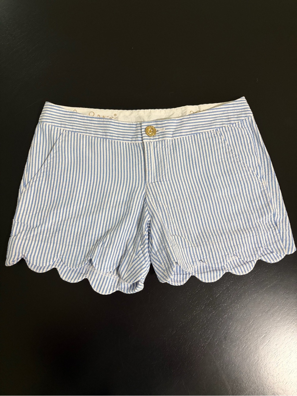 Lily Pulitzer Women’s Blue Stripe Scalloped Hem Shorts Size 00